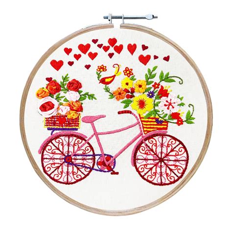Embroiderymaterial Embroidery Kit Bicycle Flower Design Organza Ribbon ...