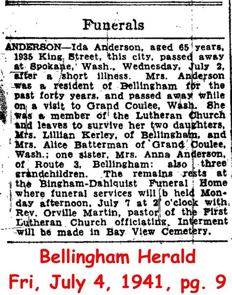 Whatcom County Funeral Notices Anderson