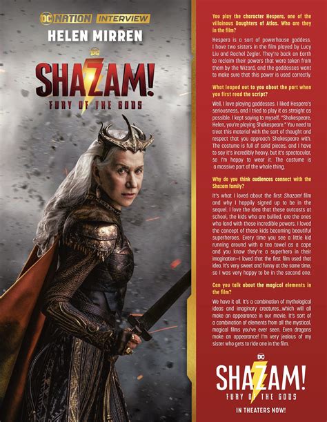 DC Nation interview with Helen Mirren on SHAZAM! FURY OF THE GODS ...