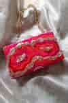 Buy Red Embroidery, Sequins Scarlet Textured Clutch by Feza Bags Online ...