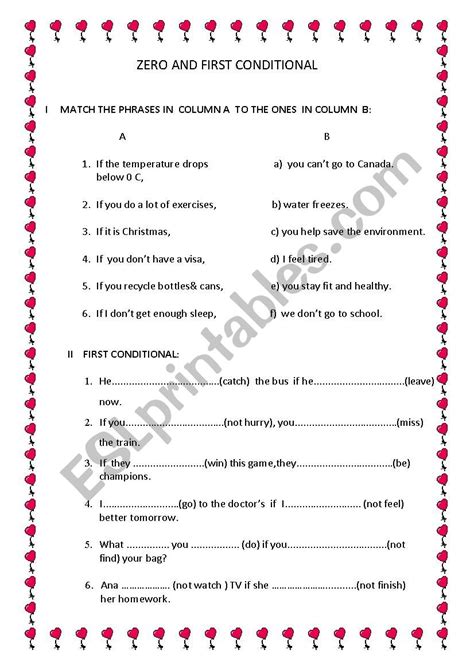 Image result for Zero or First Conditional Worksheet