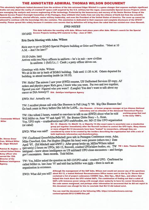 The Admiral Wilson Memo / Wilson Davis memo - Annotated : r/ufosmeta