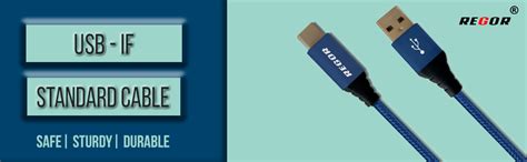 Regor Type-C Cable, 5 Ft/1.5Mtr, Rugged Connectors, Nylon Braided for ...