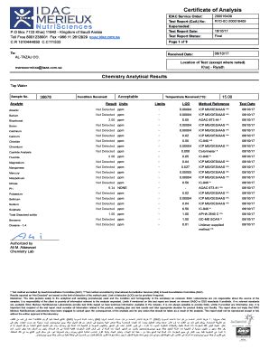 Fillable Online Certificate of Analysis - Aquathin Fax Email Print ...