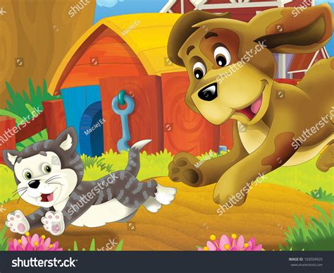 Dog Chasing Cat: Stockillustration 103504925 | Shutterstock