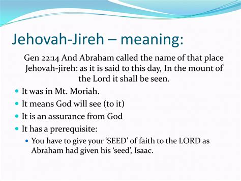 Jehovah Jireh - The Eternal Power of Sowing and Reaping | PPTX