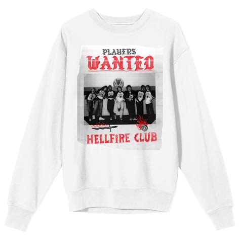 Stranger Things Hellfire Club Players Wanted Adult White Crew Neck Sweatshirt-XXL - Walmart.com