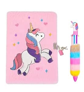 Le Delite Unicorn fur diary I Lock and key secret password fur plush ...
