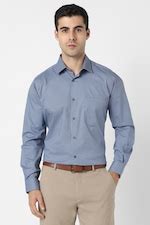 Buy Men Navy Print Full Sleeves Formal Shirt Online - 40001627 | Van Heusen