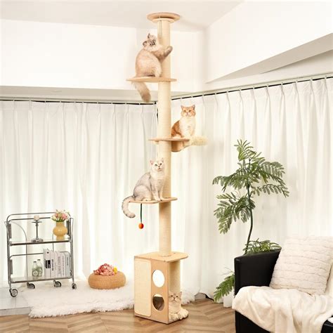 MEWOOFUN Floor to Ceiling Cat Tree, Tall Cat Tree for Indoor Cats Large ...