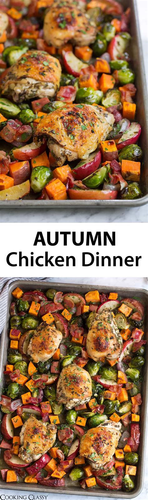 One Pan Autumn Chicken Dinner - Cooking Classy | Chicken dinner ...