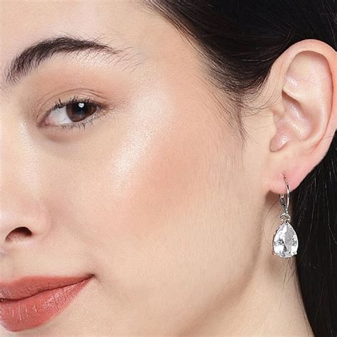 Buy OOMPH Set Of 2 Silver Teardrop & Silver Round Cubic Zirconia Drop ...