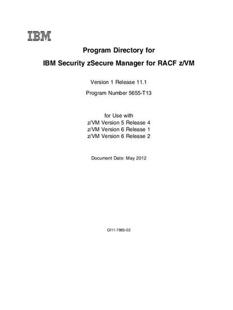 Fillable Online Program Directory for IBM Security zSecure Manager for ...