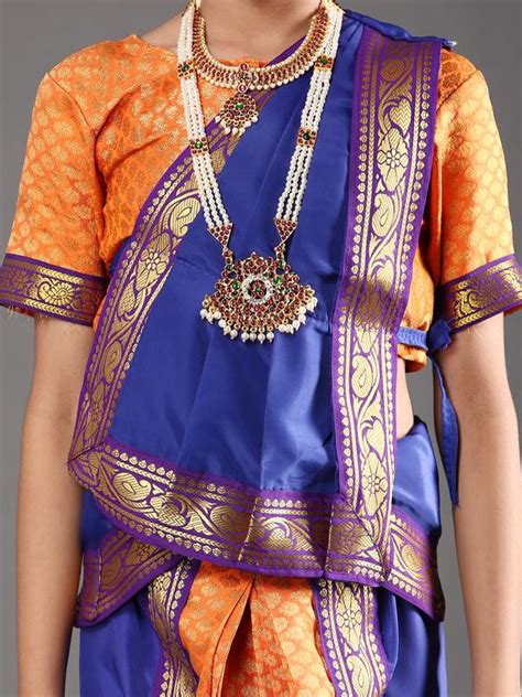 Ready to Wear Girls Kuchipudi Blue Orange Dance Costume – The Dance Bible