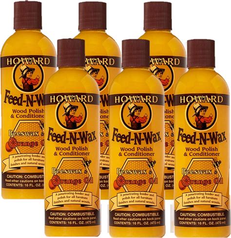 Howard Products Feed-N-Wax Wood Polish & Conditioner, Orange (6, 16 oz ...