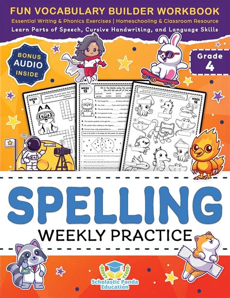 Spelling Weekly Practice for 4th Grade: Fun Vocabulary Builder Workbook ...
