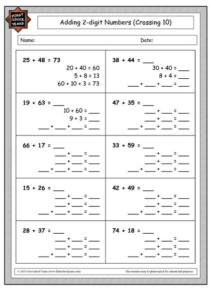 Image result for Adding Two 2-Digit Numbers Crossing 10