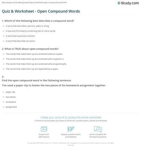 Image result for Compound Words Open Example