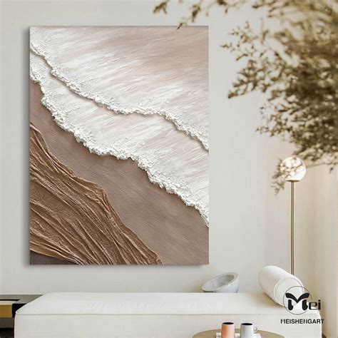3D Minimalist Ocean Waves Art Painting - Custom Acrylic Textured Wall Art