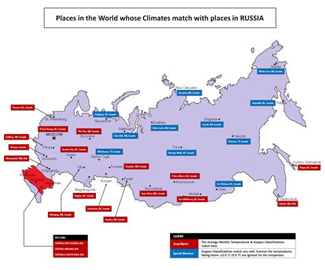 Places in the world whose climates match with Russia - Vivid Maps