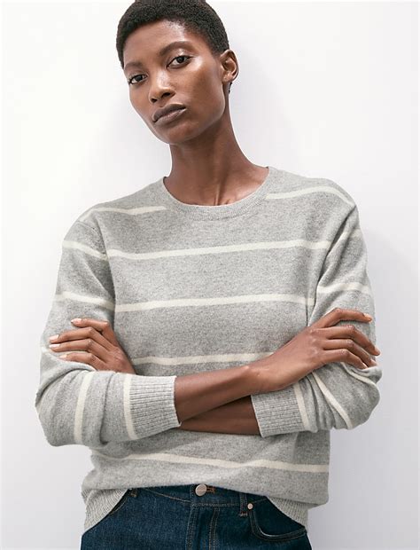Buy Pure Cashmere Striped Crew Neck Jumper at Marks & Spencer
