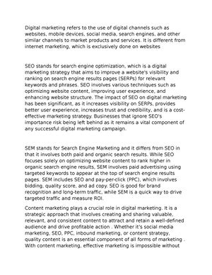 DSMM DOC - Notes - DSMM MODULE 1 Digital marketing, also called online ...