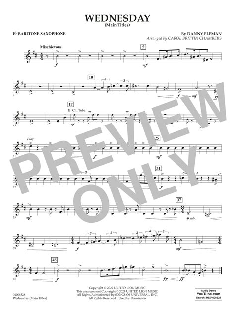 Wednesday (arr. Carol Brittin Chambers) - Eb Baritone Saxophone by ...