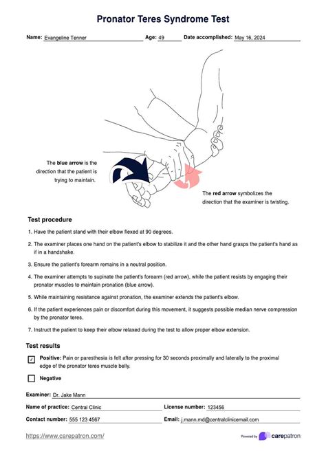 Pronator Teres Syndrome Test & Example | Free PDF Download