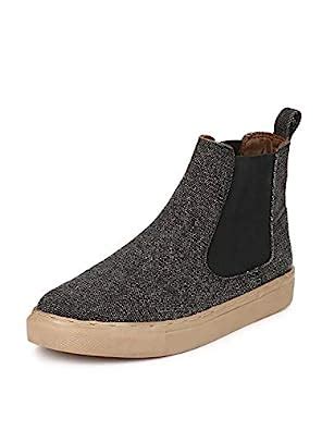 Buy GUAVA Canvas Chelsea Boots - Black at Amazon.in