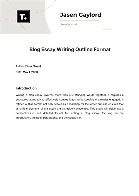 Free Essay Outline Templates, Editable and Printable