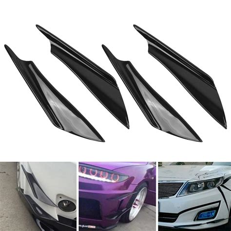Generic 4pcs Black Front Bumper Lip Splitter Fin Auto Body Side Spoiler ...