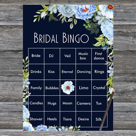 Navy Bridal Shower Printable Bingo Cards Celestial Bridal Shower Game