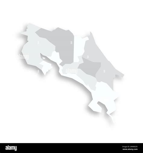 Costa Rica political map of administrative divisions - provinces. Grey ...