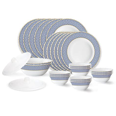 Larah by Borosil Juliet Fluted Series Opalware Dinner Set | 28 Pieces ...