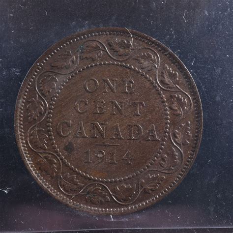 1 cent 1914 Canada ICCS AU-55 one large penny King George V c ...