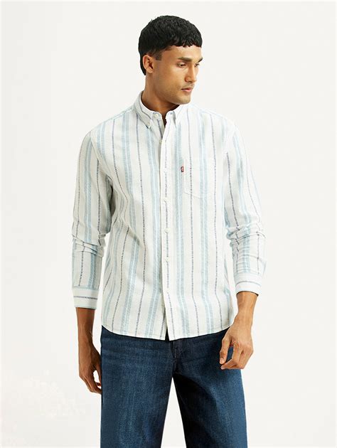Men's Striped White Slim Fit Shirt – Levis India Store