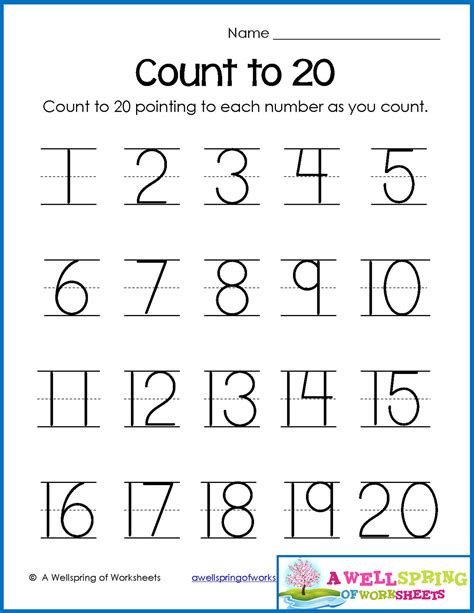 Writing Numbers From 1 To 20 Worksheets