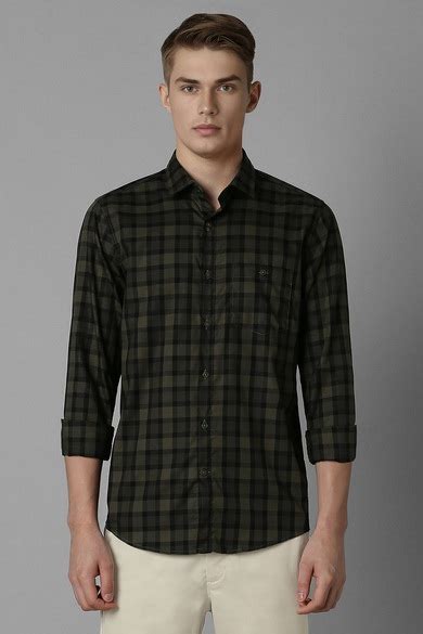 Buy Men Olive Check Full Sleeves Casual Shirt Online - 39975659 | Louis ...