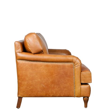 Lancashire Round Arm Four Seater Leather Sofa