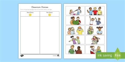 Classroom Choices Cutting Skills Worksheet