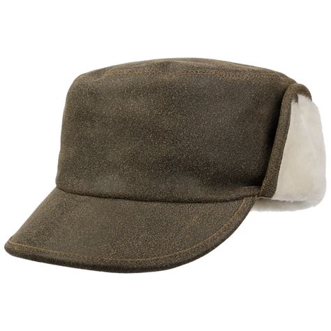 Leather Army Cap with Ear Flaps by Lierys - 93,95