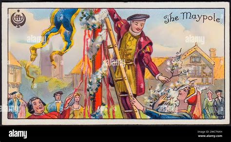 The Maypole - Vintage English Tradecard Illustration Stock Photo - Alamy