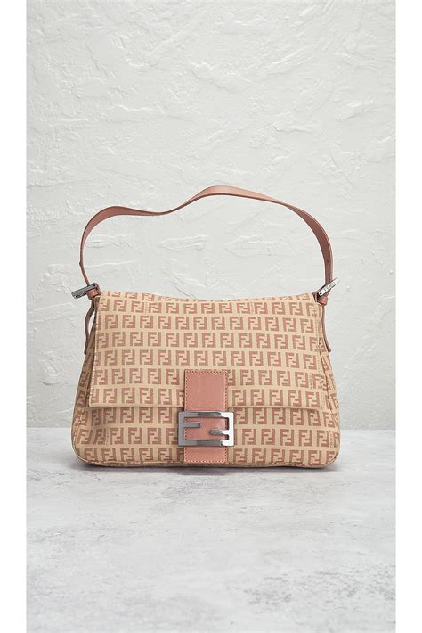 FWRD Renew Fendi Zucchino Mama Baguette Shoulder Bag in Pink | REVOLVE