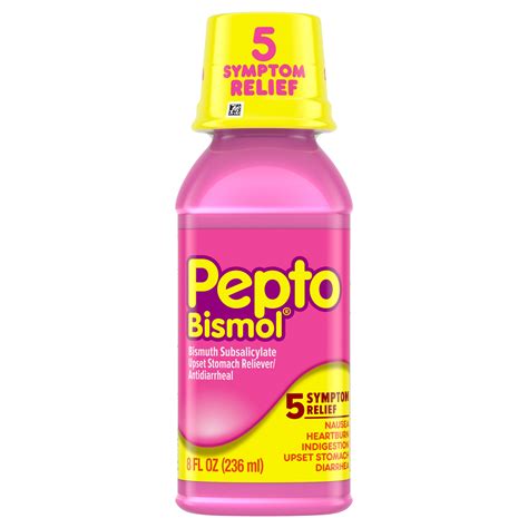 Pepto Bismol Liquid for Nausea, Heartburn, Indigestion, Upset Stomach, and Diarrhea Relief ...