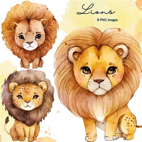 Watercolor Lion Clipart, Lions Clipart, Cute Lion, Watercolor Clipart ...