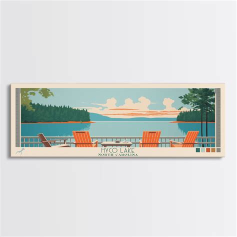 Hyco Lake North Carolina Framed Canvas Print, Panoramic Art, Midcentur