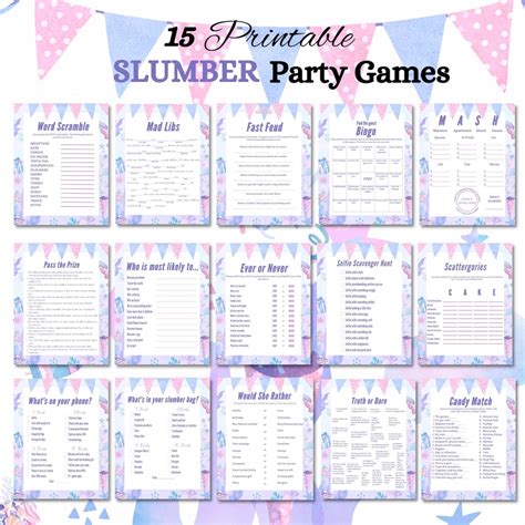 Printable Slumber Party Game Bundle, Party Activities Her, PURPLE Sleep ...