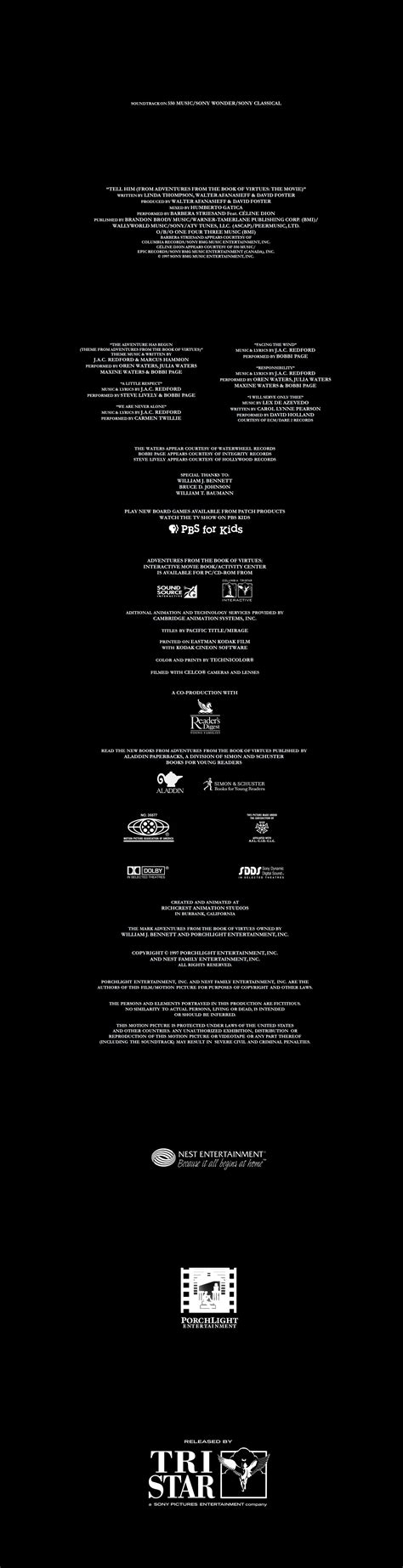 The Book of Virtues Movie 1997 Credits by JustinProffesional on DeviantArt