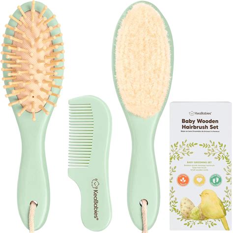 Amazon.com : Baby Hair Brush and Comb Set for Newborn - Wooden Baby ...