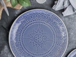 Bodhi House Handcrafted Emboss Stoneware Ceramic Dinner Set, 12 Pieces ...